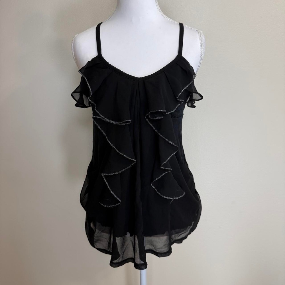 Express Black Ruffle Cami Womens S Whimsigoth Y2k Going Out Top
